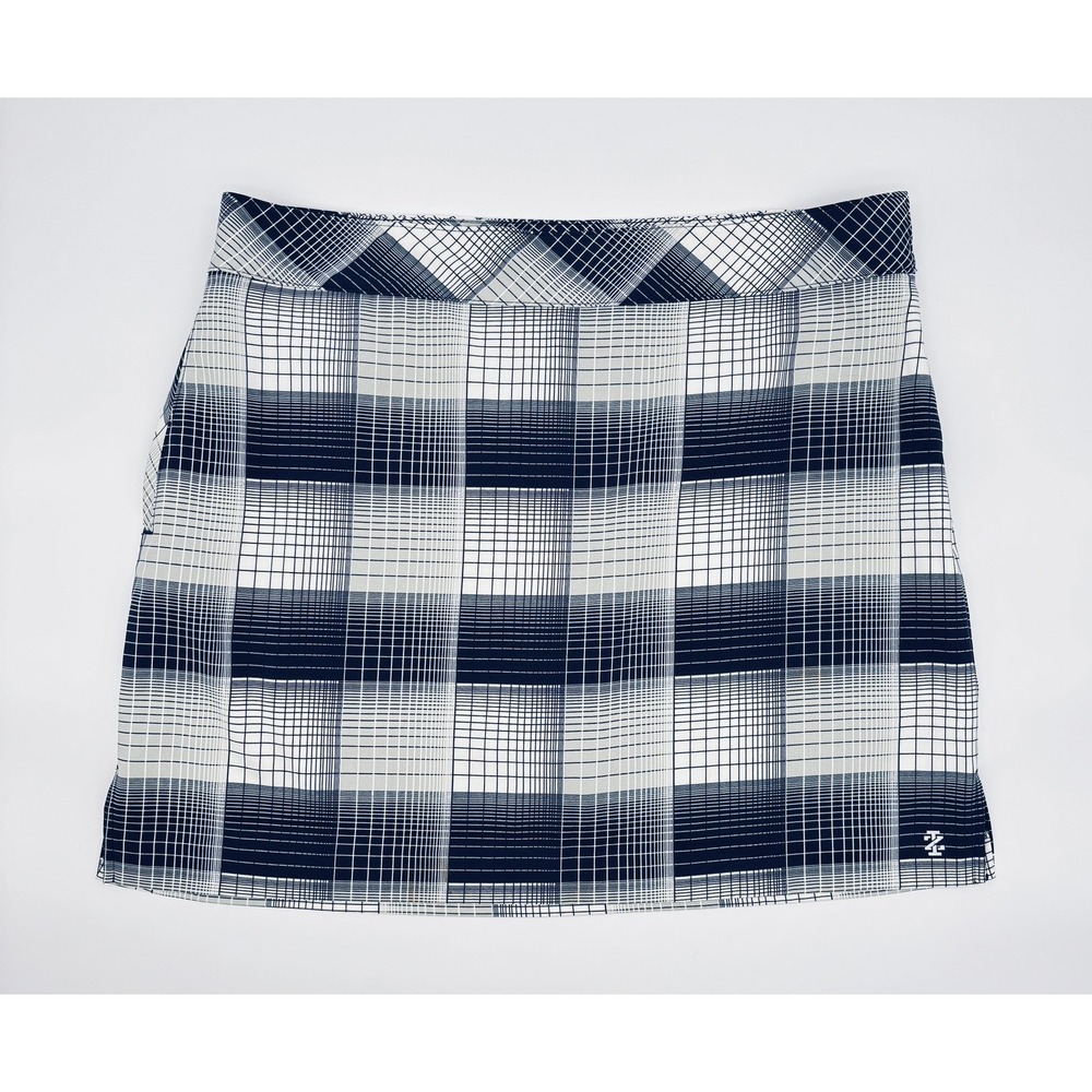 IZOD Golf Womens Size 10 Blue White Black Plaid Stretch Skort Skirt